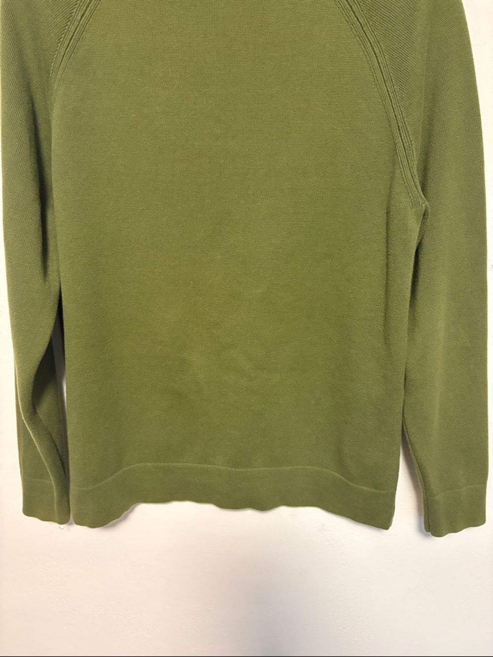 Zara Men's Olive Green Raglan Sleeve Knit Sweater - Picture 7 of 8